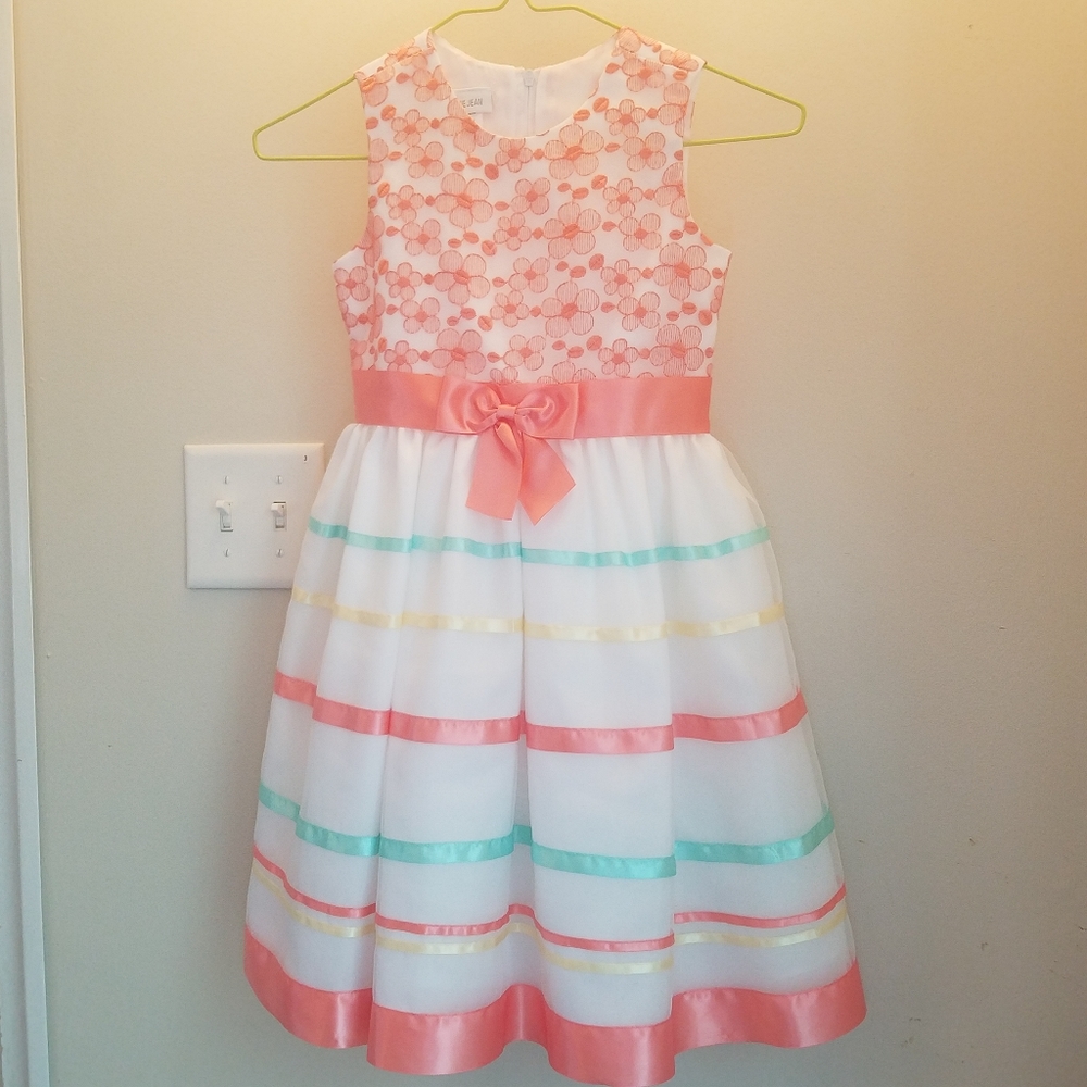 Bonnie Jean Coral & White Dress Size 6x